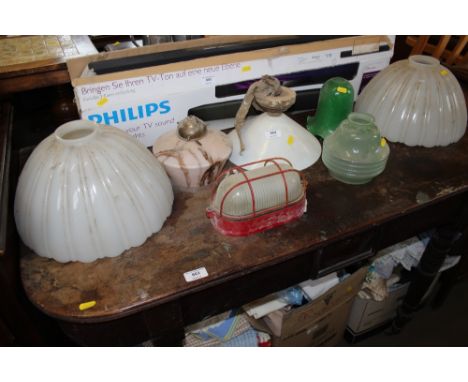 A quantity of glass light shades etc. 
