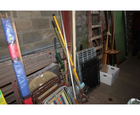 A quantity of long handled garden tools etc. 