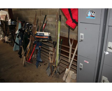 A quantity of long handled gardening tools etc. 