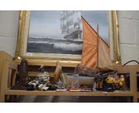 Quantity of various coastal related decorative items including model boats, fishermen etc