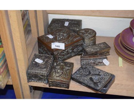 Collection of various embossed small trinket boxes