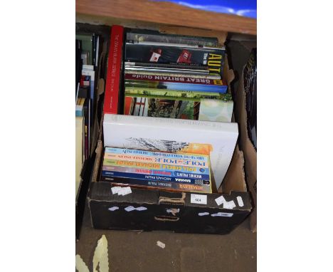 Box containing various travel interest books together with others including The Drawn Blank Series, Bob Dylan etc