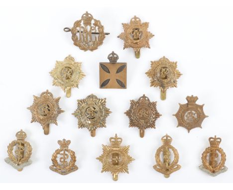 Selection of Corps Cap Badges, including Army Chaplains Department, Royal Flying Corps, Victorian Royal Army Medical Corps, v