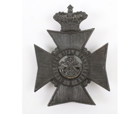 Victorian 5th Middlesex Rifle Volunteers Other Ranks Helmet Plate, blackened crowned Maltese cross helmet plate with voided s