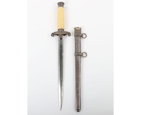 WW2 German Army Officers Dress Dagger by Robert Klaas Solingen, fine example with white / cream grip, pommel with oak leaves 