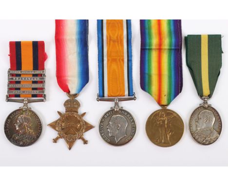 An Interesting Three Monarch Territorial Long Service Medal Group of Five to a Soldier Who Served in the Volunteer Artillery,