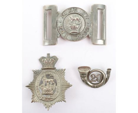 Victorian Militia General Pattern Shako Plate, white metal example with lug fittings to the reverse; small headdress badge in
