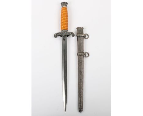 WW2 German Army Officers Dress Dagger by Ernst Pack & Sohn, example with orange grip, pommel with oakleaves relief, cross gua