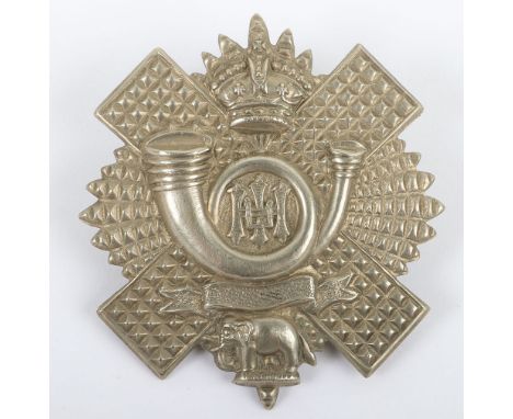Highland Light Infantry Militia Glengarry Badge, other ranks die-stamped badge with blank scroll underneath central bugle. Tw