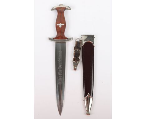 Third Reich S.A (Sturmabteilung) Dress Dagger by E & F Horster Solingen, untouched example with brown grip having aluminium e