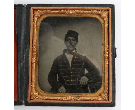 American Civil War Ambrotype Photograph of a Union Soldier, fine large example showing a Union Soldier wearing a uniform with