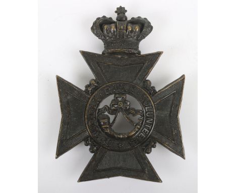 Victorian 1st Surrey Rifle Volunteers Other Ranks Helmet Plate, fine blackened brass helmet plate being a crowned Maltese cro