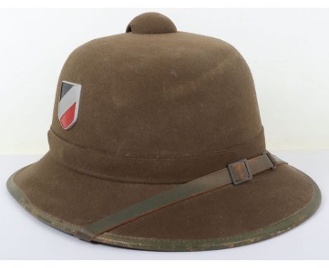 WW2 German Afrikakorps (D.A.K) Tropical Issue Tropenhelm (Pith Helmet), fine example of the later pattern example in olive gr