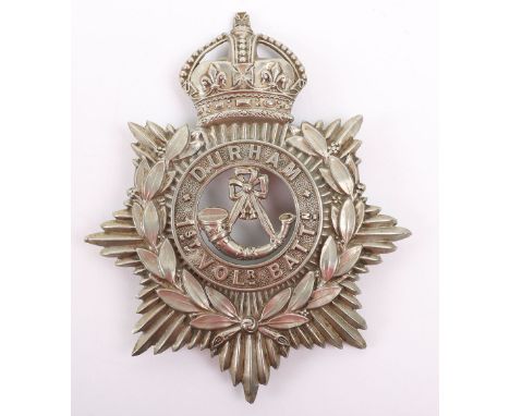 Post 1902 1st Volunteer Battalion Durham Light Infantry Other Ranks Helmet Plate, white metal other ranks plate with central 