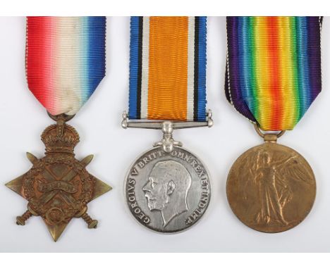 A Scarce WW1 Medal Trio Motor Machine Gun Section, 1914-15 Star medal, “1866 GNR. S.J.W. PAYNE M.M.G.S.”, British War and Vic