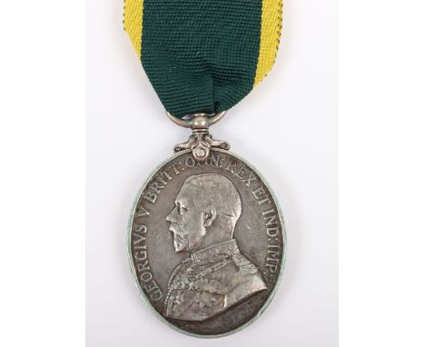 Territorial Force Efficiency Medal to the Tynemouth Garrison Artillery, George V issue, “208 GNR J. DODDS TYNEMOUTH R.G.A.”, 