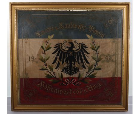 Large and Impressive Imperial German Veterans Association Banner / Standarte 1912, the finely embroidered double sided standa
