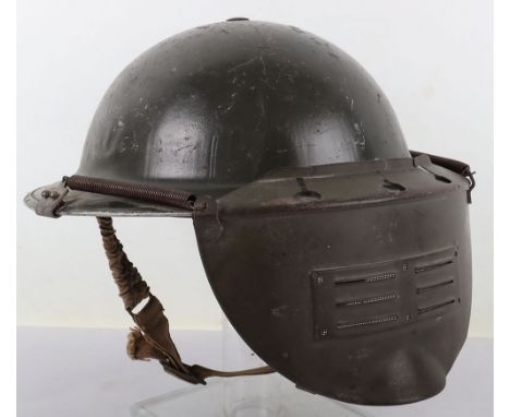 Scarce WW2 British Steel Helmet with Bomb Disposal Splinter Visor Shield, superb example being a standard British WW2 period 