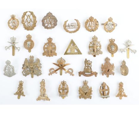 Selection of British Army Corps Cap Badges, including Army Physical Training Corps, Queen Mary’s Auxiliary Army Corps, RAMC V