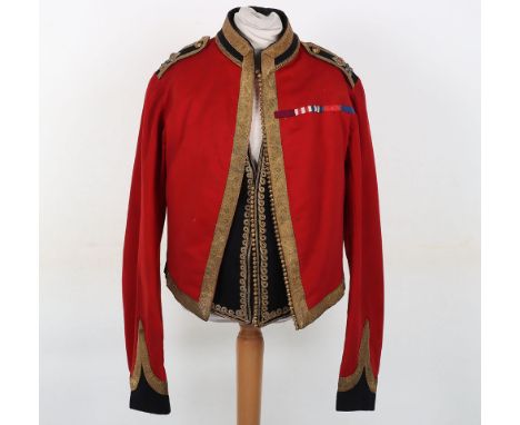 Victorian British Major Generals Mess Dress Tunic, fine example of a scarlet short pattern mess jacket with fine brocade to t