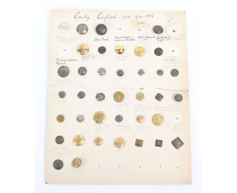 British Military and Civilian Buttons, a carded display including many excavated part only examples, the better items include