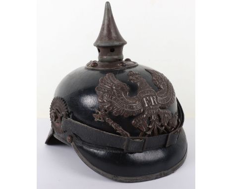 WW1 German M-15 Prussian Pickelhaube Regimentally Marked to Colbergsches Grenadier Regiment Nr9, good untouched large size le