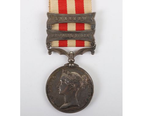 Indian Mutiny Medal Awarded to an Officer in the 27th Native Infantry, Who Later Committed Suicide Whilst Depressed in 1873, 