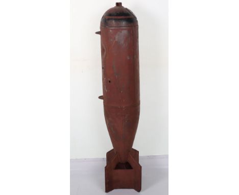 Large American Practice Aerial Bomb, interesting red painted practice aerial bomb with the original fins. Bomb has been used 