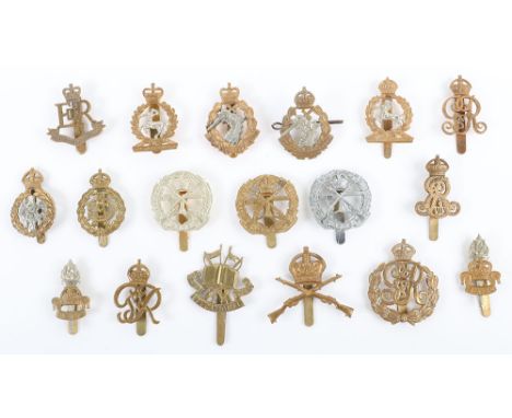 Selection of British Corps Cap Badges, including Army Dental Corps, Small Arms School, Army Educational Corps, Musketry Instr