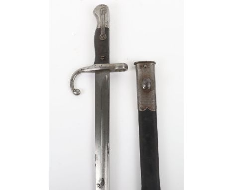 Scarce Japanese Type 18 Cut Down Training Bayonet, with two piece wooden grips, steel pommel, cross guard with muzzle ring an