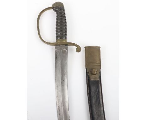 British Constabulary Sidearm, fine example complete with its original brass mounted leather scabbard. Release button to the r