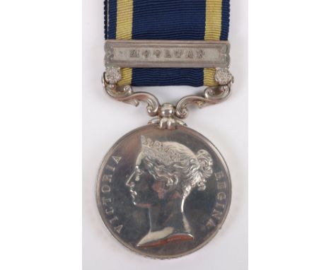 Fine Punjab Medal 1848-49 Awarded to a Captain in the 49th Bengal Native Infantry, medal with clasp Mooltan, impressed naming