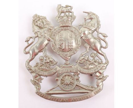 Victorian 1st Northumberland Artillery Volunteers Other Ranks Helmet Plate, good example with Royal Arms, top scroll “FIRST” 