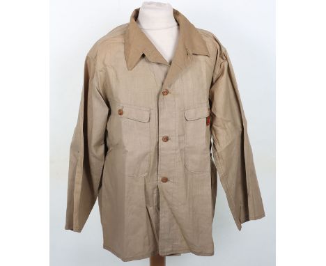 WW2 Japanese Army Combat Shirt, lightweight khaki cotton half button front shirt. Felt rank patch to the breast pocket and wo