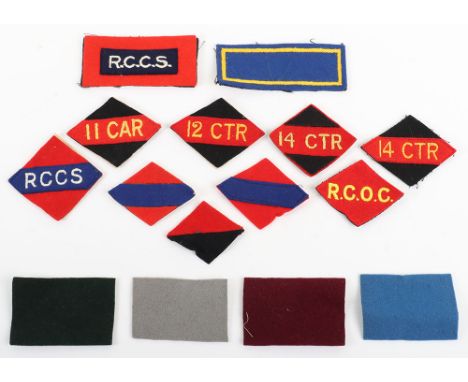 15x WW2 Canadian Cloth Formation Signs, including Royal Canadian Corps of Signals, 11th Canadian Armoured Regiment, 12th Cana