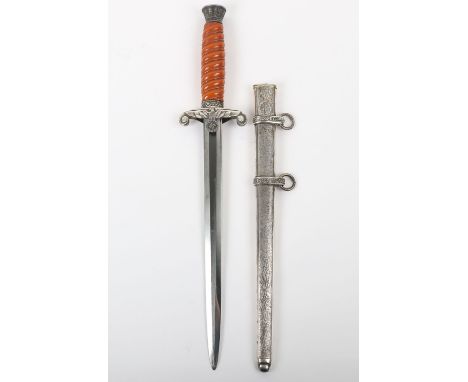 WW2 German Army Officers Dress Dagger by Alcoso Solingen, example with deep orange celluloid grip, pommel with oak leaves rel