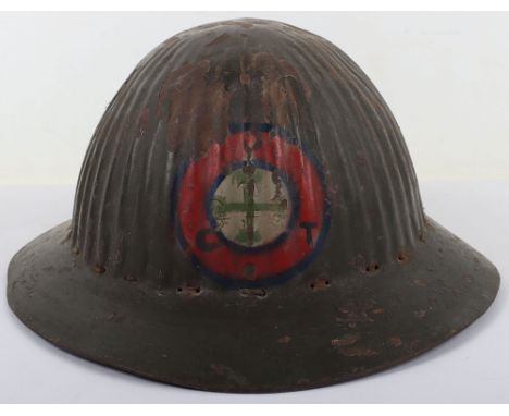 Portuguese Steel Combat Helmet, interesting mild steel ribbed brodie style helmet which was produced during the first world w