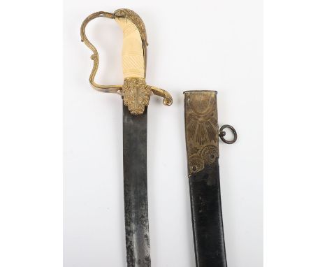 Officer’s Sabre of 1796 Type Pattern, curved single edge blade cut with a single fuller and etched with flowers, foliage, mar