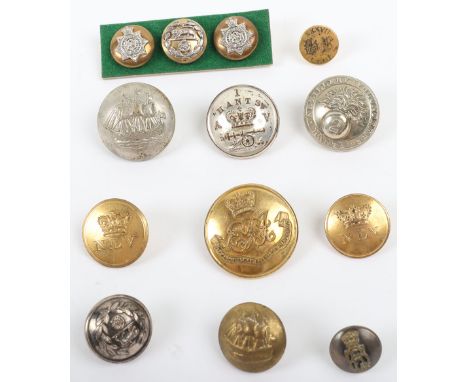 Selection of Hampshire Related Tunic Buttons, officers 1st Hants Artillery Volunteers, officers 2nd Hants Artillery Volunteer