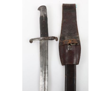 British 1856 Yataghan Bayonet, complete with its original leather and steel mounted scabbard, matching numbers with correct p