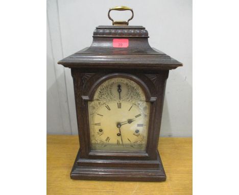 A 20th century German oak cased 3-chime mantel clock by Kenzie 45cm h x 29cm w x 20cm dLocation:RWB 