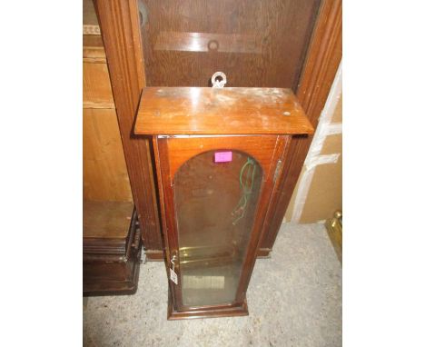 An oak cased International Time Recording Co Ltd clock with glazed door A/F, an oak cased early 20th century long case clock 