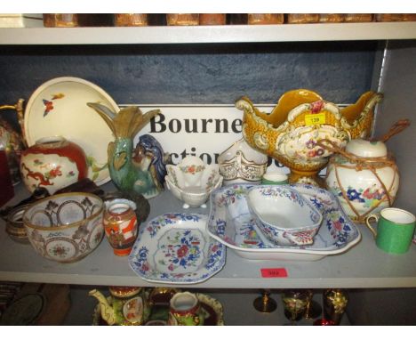 Mainly 19th century ceramics to include Spode and collectables to include opera glasses and other items 
