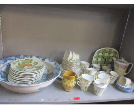 A selection of ceramics to include a set of twelve St Clements majolica fruit plates, Smiths Sectric kitchen clock, Crown Dev