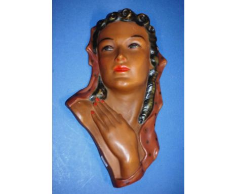 Vintage terracotta wall plaque 1920s, studio mark to rear, 33cm high approx.