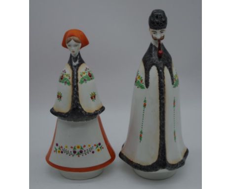 Two Hungarian ceramic figures 23cm high (tallest) approx.
