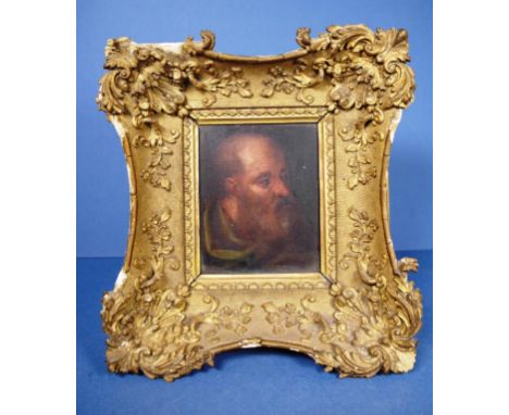 Early oil on panel portrait Portrait of a bearded Man. Unsigned. Possibly 19th century, In early gilded frame. 15cmsX10cms ap