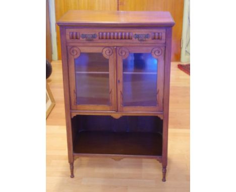 Edwardian 2 door side cabinet with drawer and lower shelf, 61cm wide, 35cm deep, 96cm high