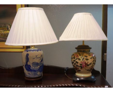 Two Chinese ceramic base lamps 56cm high (tallest)