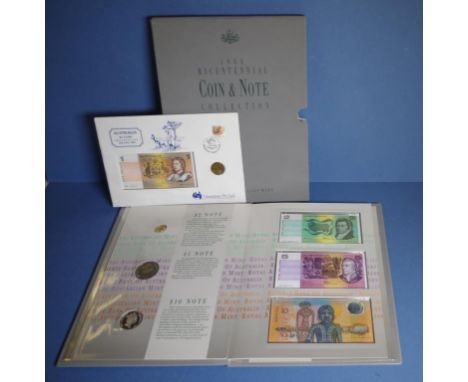 Australian 1988 Bicentennia coin & note collection and a 1984 $1 coin first day of issue pack